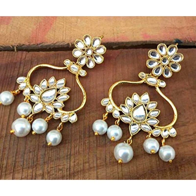 pearl earrings for women-Etnico White Gold Plated and Pearl Metal Pearl Earrings for Women(E2856W)