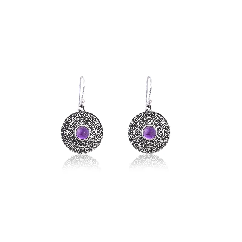 fashion statement earrings for women-Silver Mountain 925 Silver Amethyst Earring