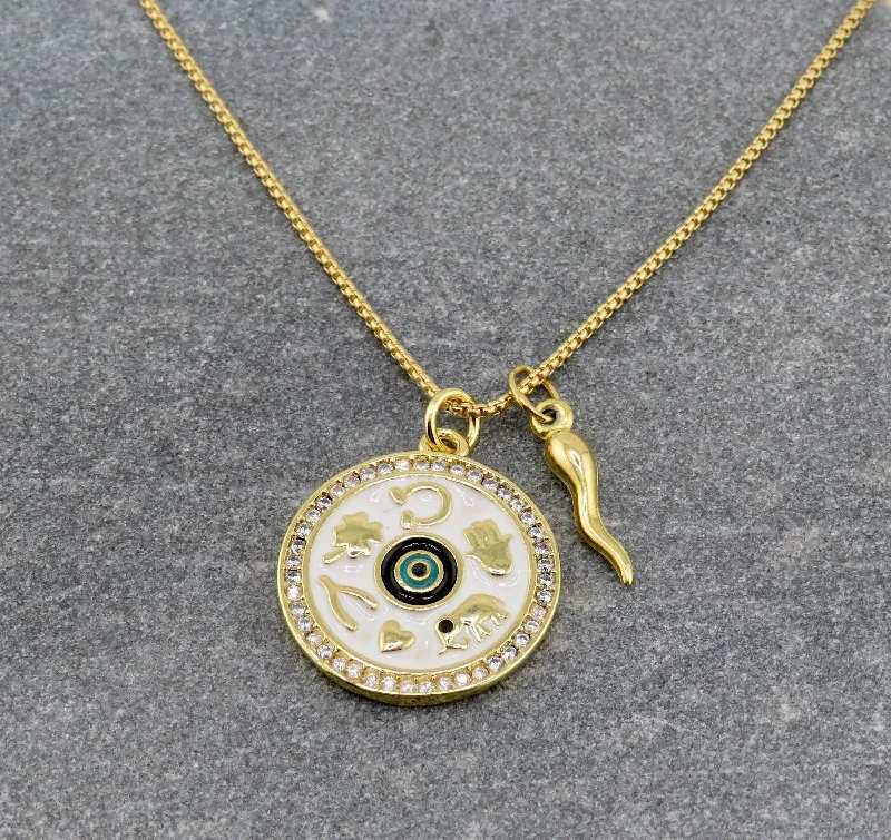 designer necklaces for women-Lucky Amulet with Horn Necklace