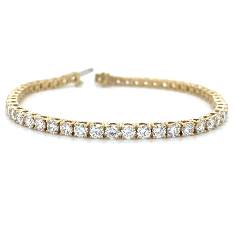 minimalist bangle bracelets for women-14ct Yellow Gold 6.32ct Laboratory Grown Diamond Tennis Bracelet