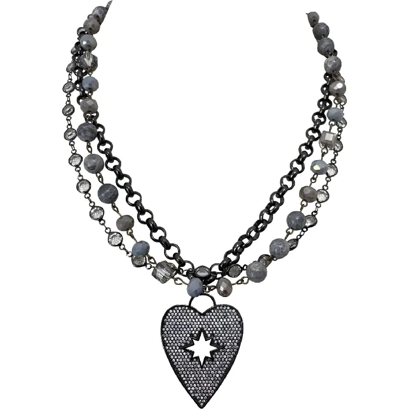 diamond necklaces for women-Celestial Heart Black Necklace