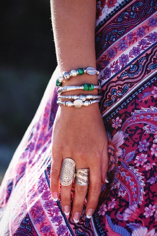 silver cuff bangles for women-TIBETAN TURQUOISE BRACELET