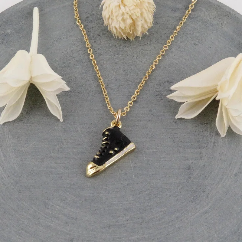 chunky statement necklaces for women-Black High-Top Sneaker Necklace