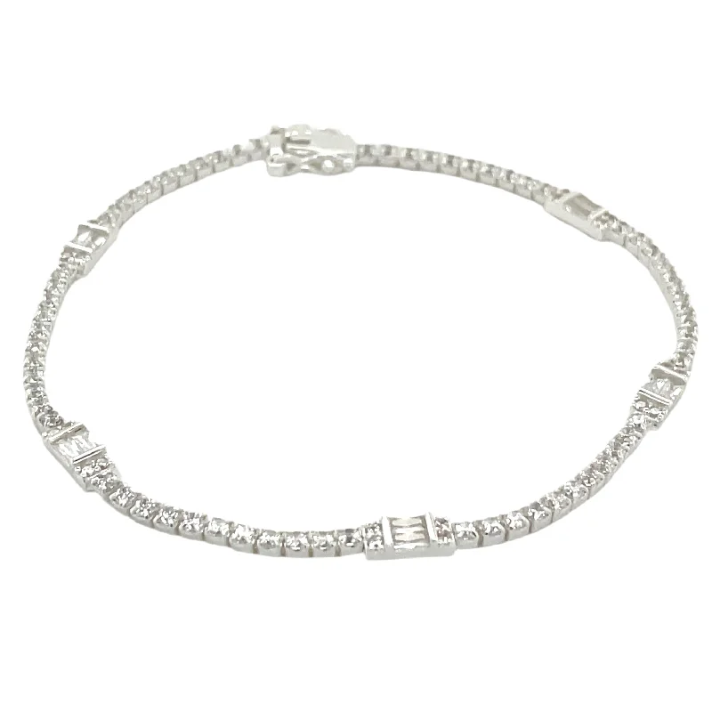 delicate bangle sets for women-Forma Sterling Silver Cz Tennis Bracelet