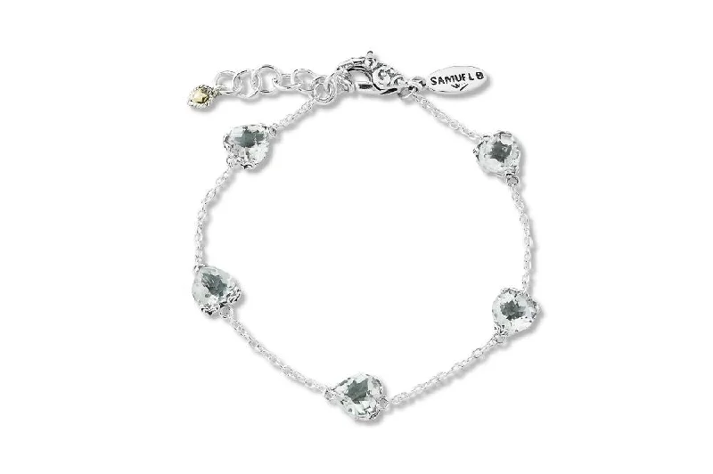 heart-shaped bangles for women-Glow Heart Bracelet- White Topaz