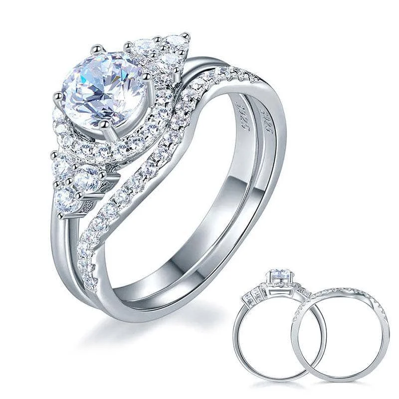 stunning engagement rings-Created Diamond Engagement Ring Set Art Deco 1 Ct