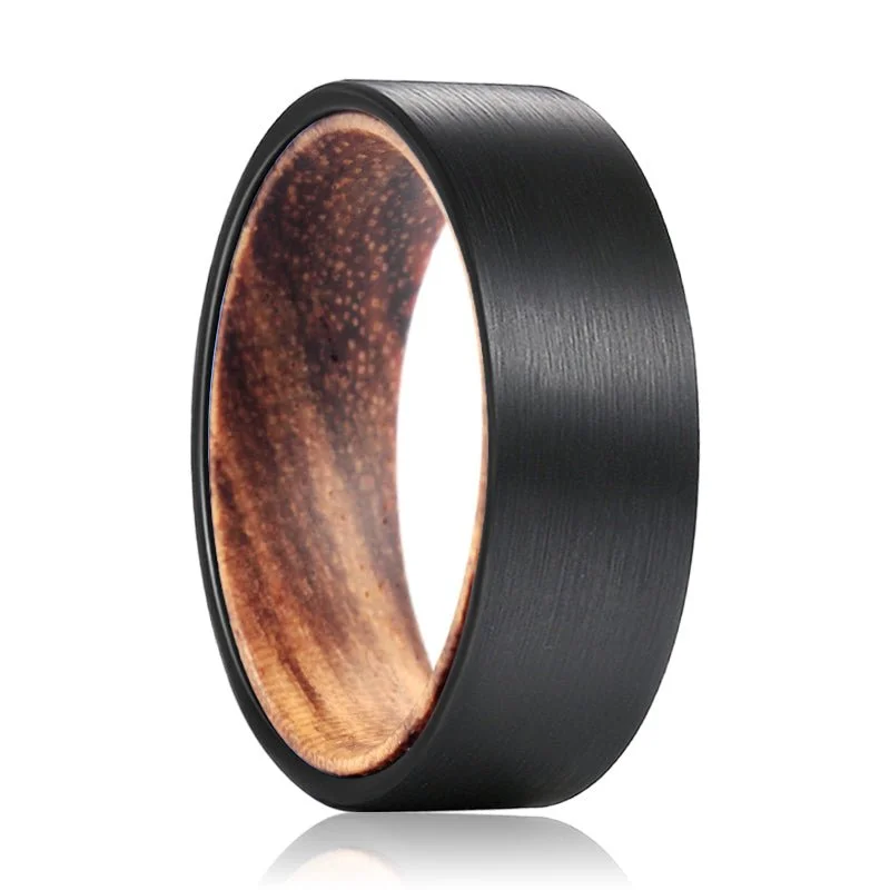 intricate rings for women-BROWNPORT | Tungsten Ring Zebra Wood