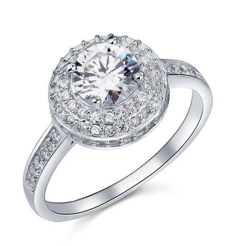 solitaire engagement rings for women-1 Carat Round Cut Created Diamond Wedding Engagement Ring