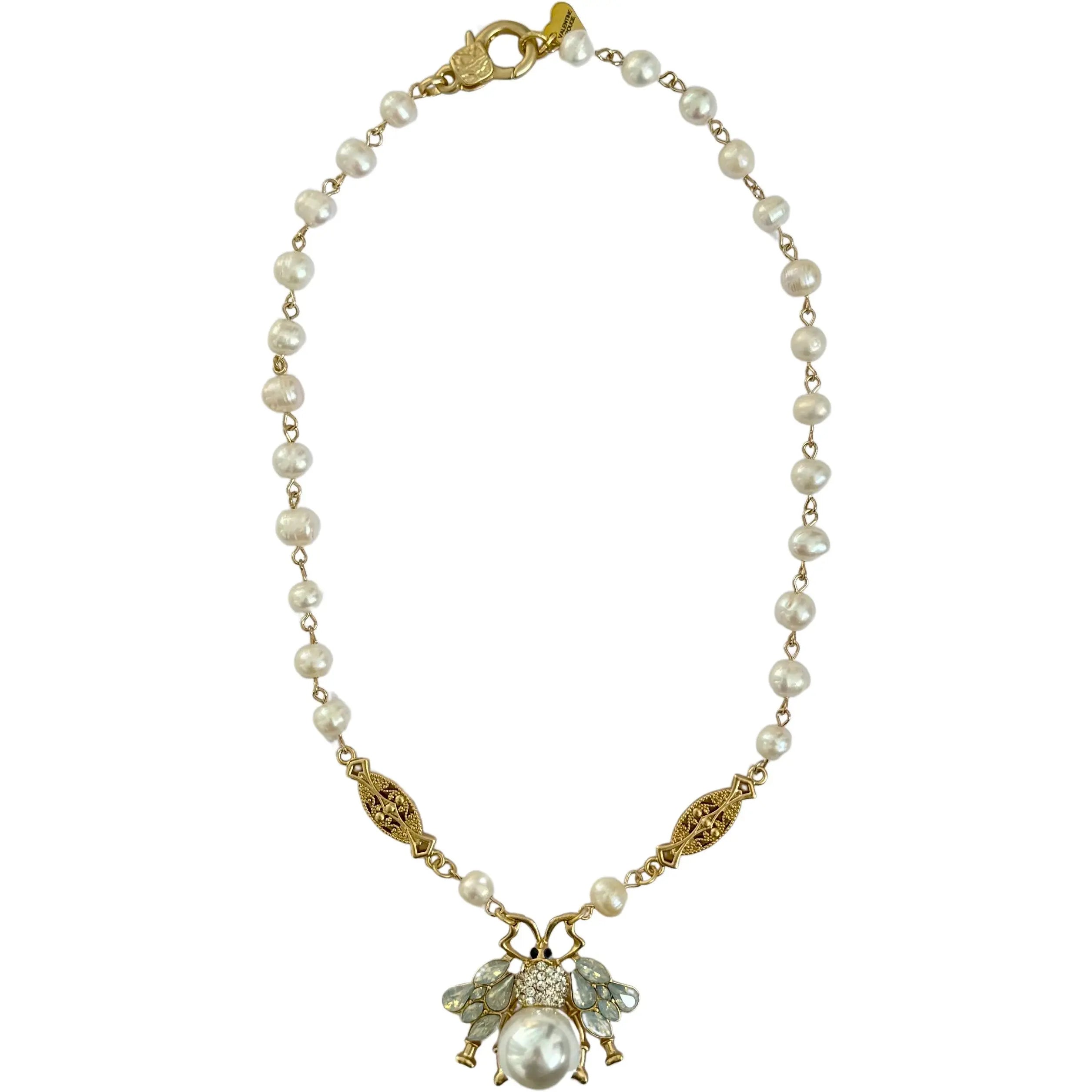 moon necklaces for women-Ostuni Queen Bee Pearl Necklace - Gold