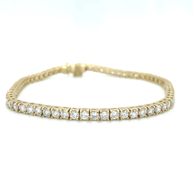 unique bangle bracelets for women-9ct Yellow Gold 4ct Laboratory Grown Diamond Tennis Bracelet