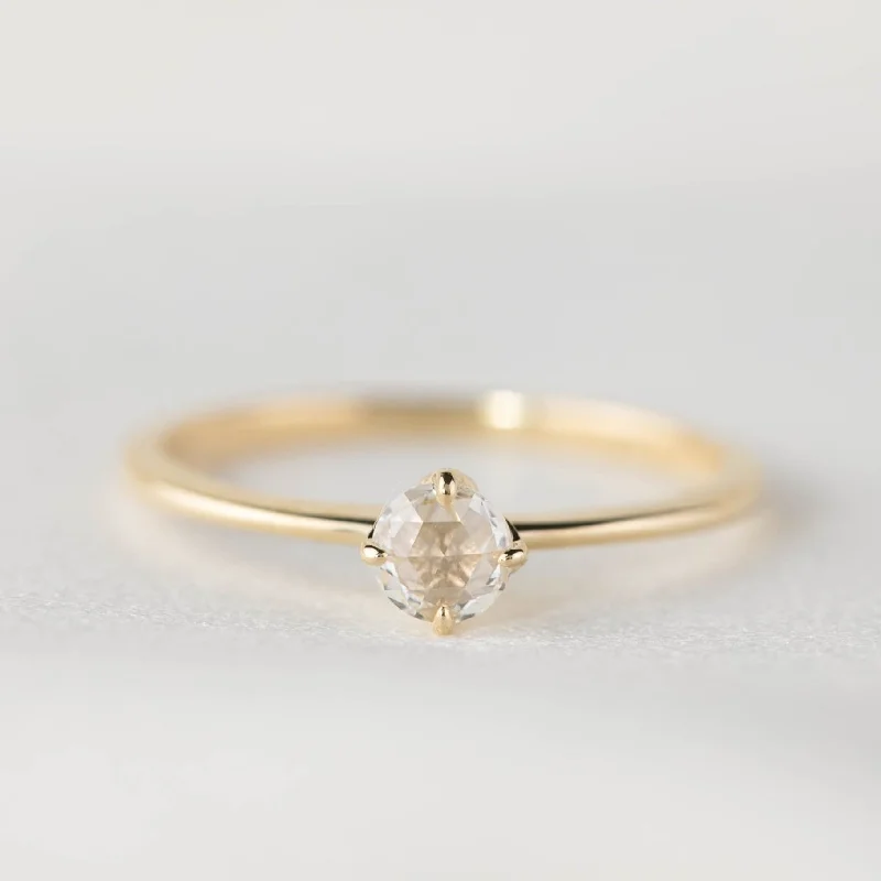 affordable engagement rings for women-Alice Ring, 0.20ct Round Rose Cut Diamond, 14k Yellow Gold (One of a kind)