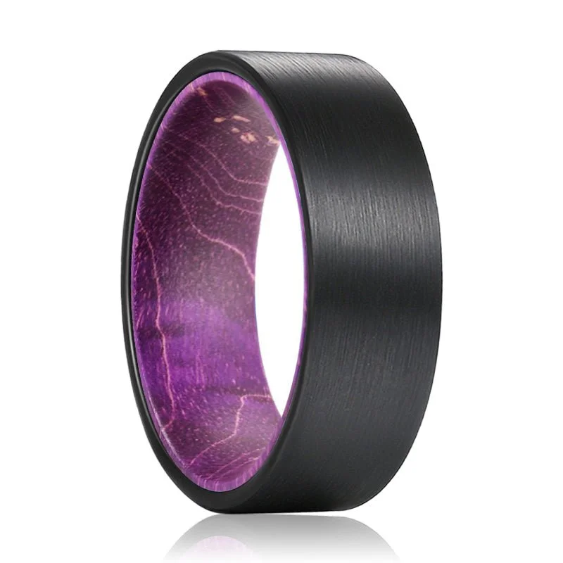 vintage gold rings for women-ROXO | Tungsten Ring Purple Wood