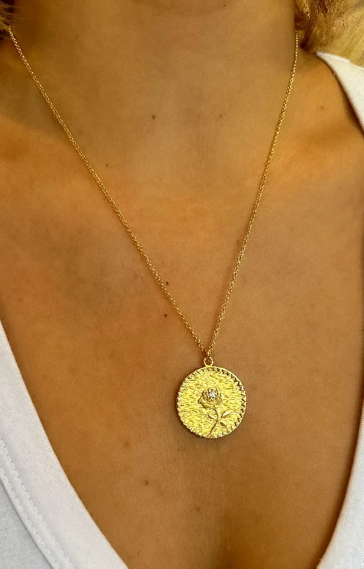 bohemian necklaces for women-Eternal Rose Medallion Necklace