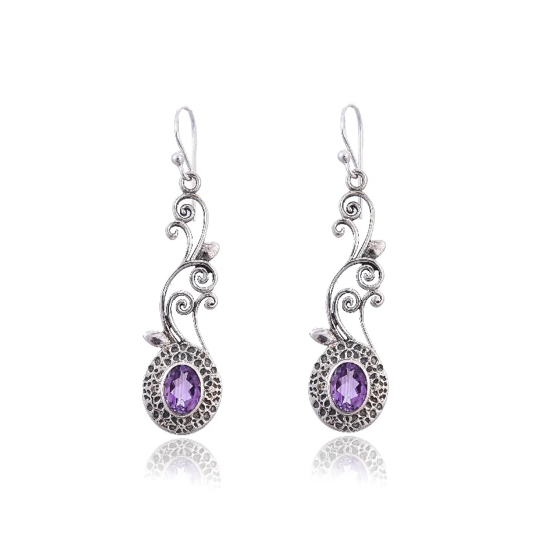 sparkling drop earrings for women-Silver Mountain Sterling Silver Amethyst Earring