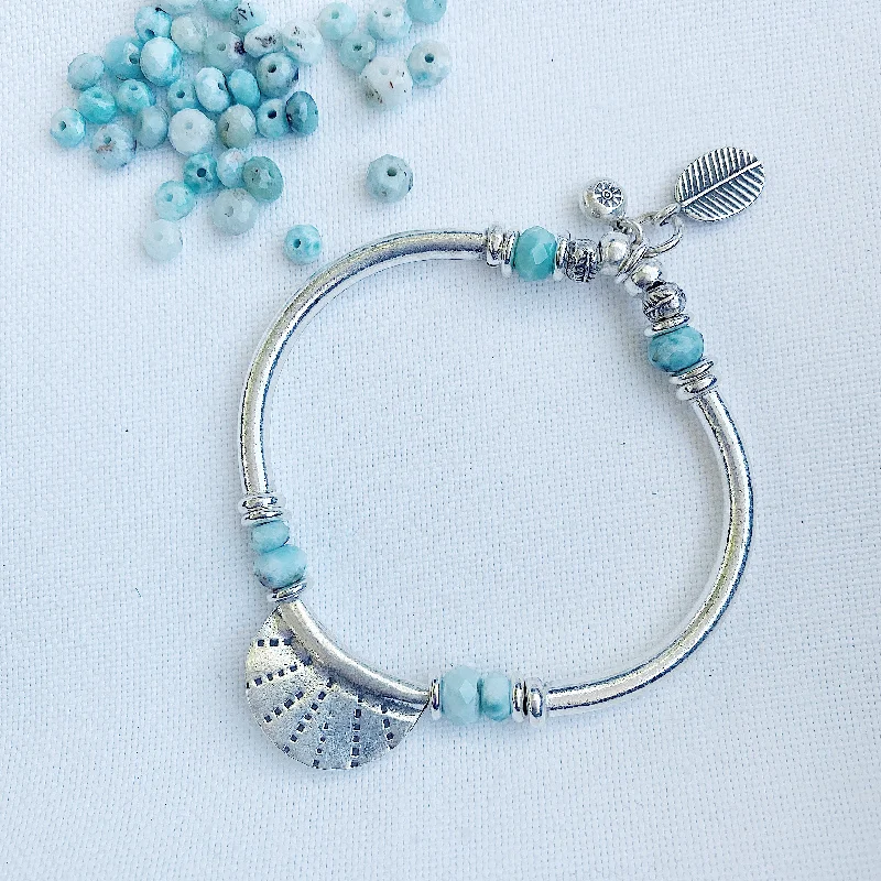 stylish cuff bangles for women-LARIMAR CRESCENT MOON BRACELET