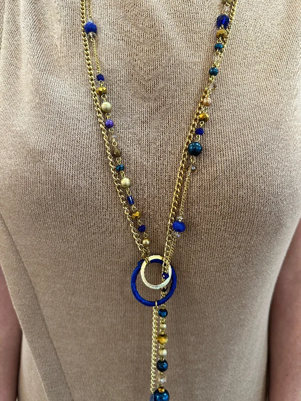 wedding pendant necklaces for women-Blue & Gold Ella Necklace