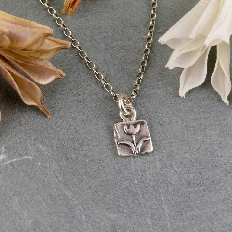 engraved necklaces for women-Sweet Little Tulip Necklace