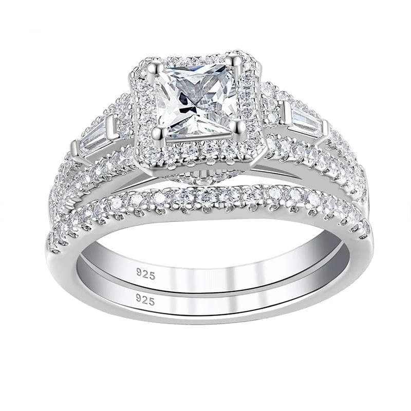 affordable engagement rings-Princess Cut Created Diamond Halo Engagement Ring