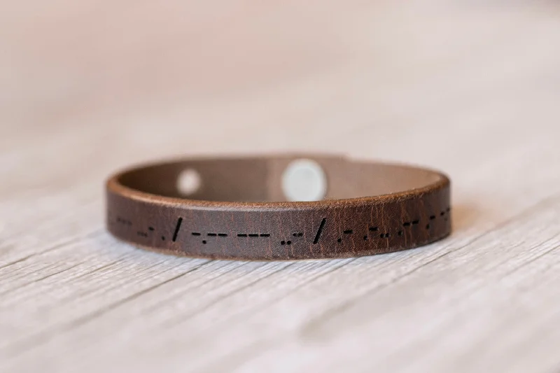 gold bangles for women-Leather Bracelet Morse Code I Love You Always Couples Bracelet Rustic Brown Handmade Jewelry Gift