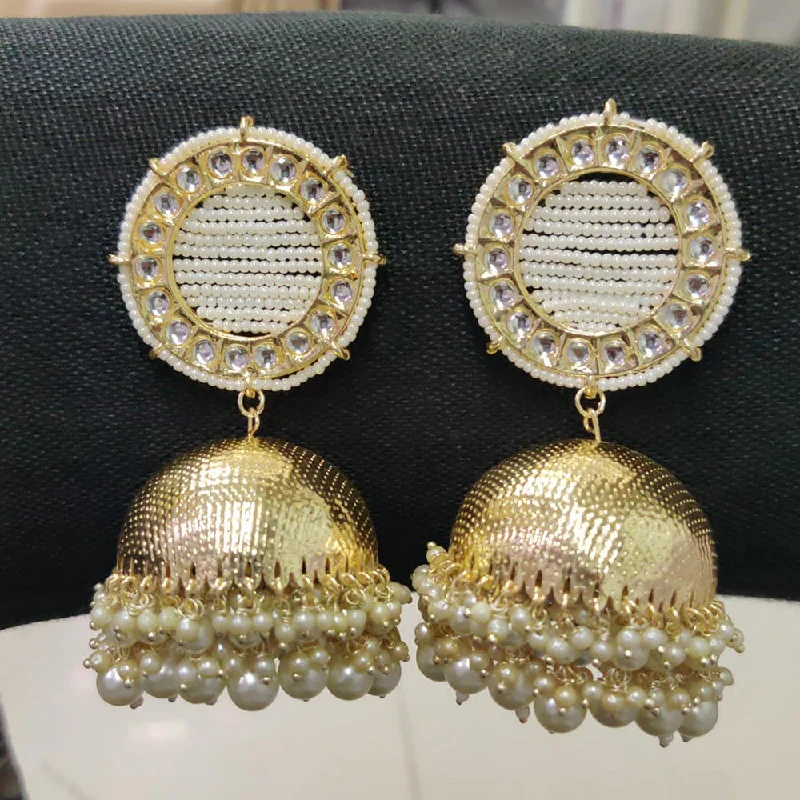 diamond drop earrings for women-Shreeji Gold Plated Kundan Stone Jhumki Earrings