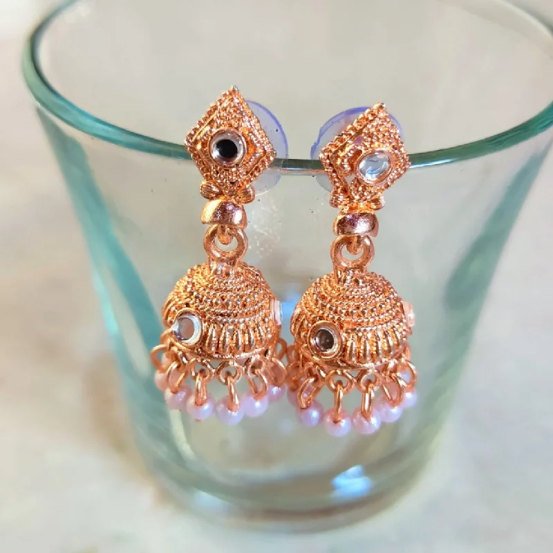 lightweight earrings for women-H K Fashion Rose Gold Plated Jhumki Earrings