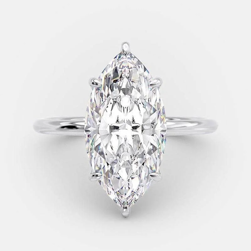 exquisite engagement rings-Unique Marquise Cut Diamond Wedding Ring Set