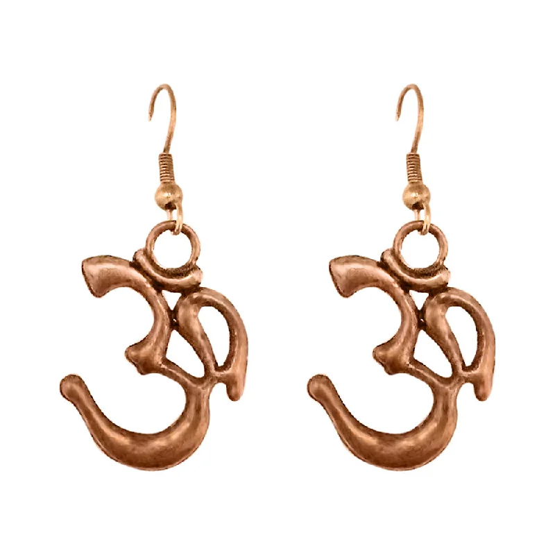 glamorous earrings for women-Kriaa Antique Plated OM Dangler Earrings