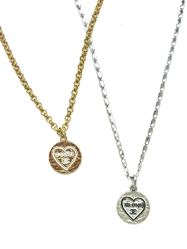 romantic necklaces for women-Vintage CC Love Medal Necklace