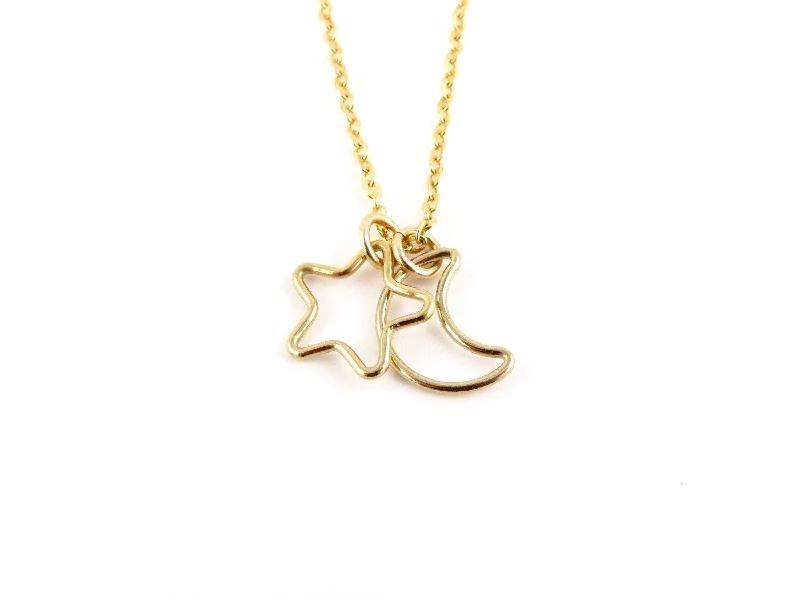 religious necklaces for women-Fine Open Moon and Star Necklace