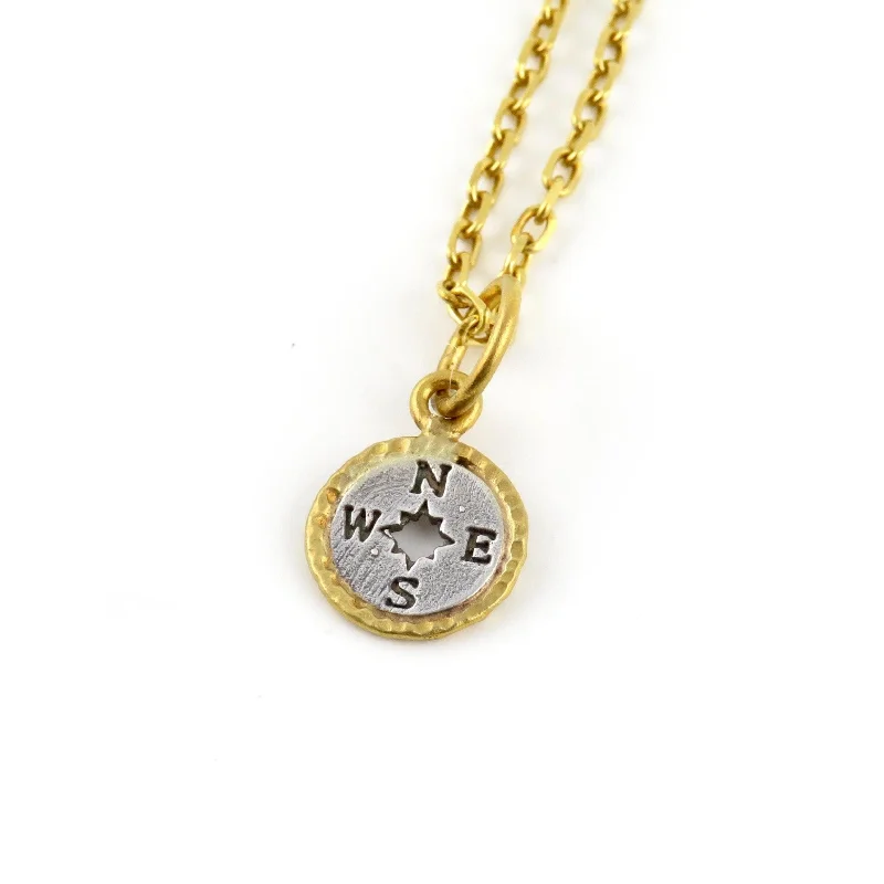 opal necklaces for women-14k Gold/Sterling Vintage Compass Necklace