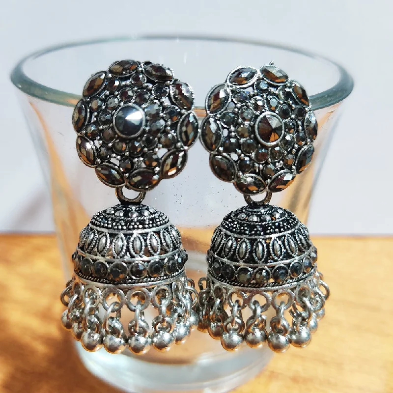 vintage-inspired earrings for women-H K Fashion Silver Plated Jhumki Earrings