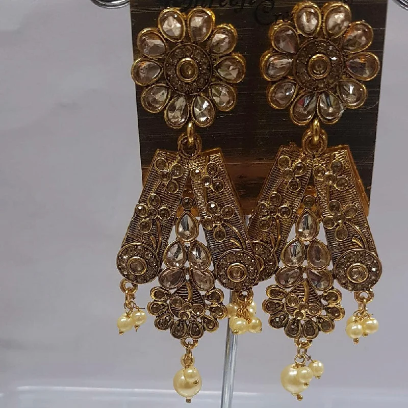 dangly earrings for women-Shreeji Austrian Stone Gold Plated Dangler Earrings-ShreejiEar03