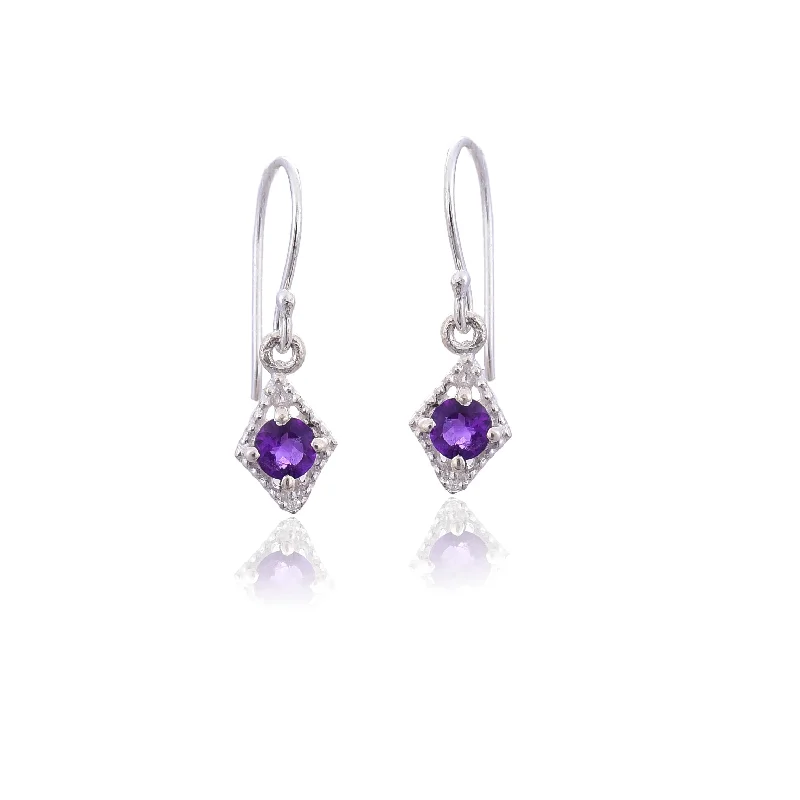 gold earrings for women-Silver Mountain 925 Silver Amethyst hook Earring