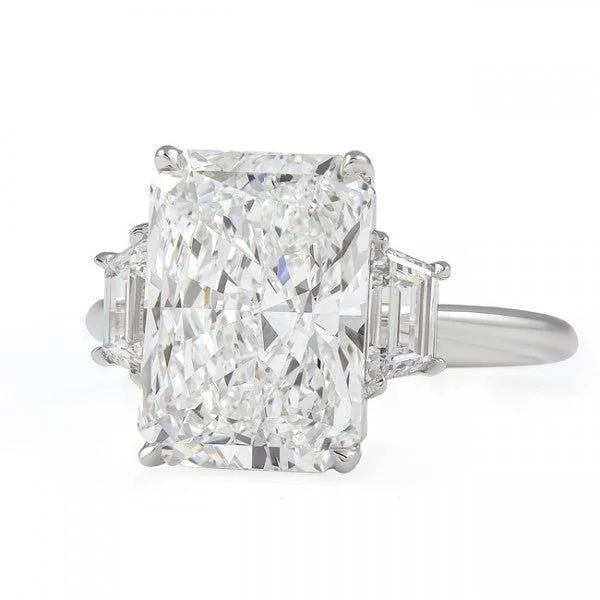 luxury engagement rings-Three Stone Radiant Cut Diamond Engagement Ring