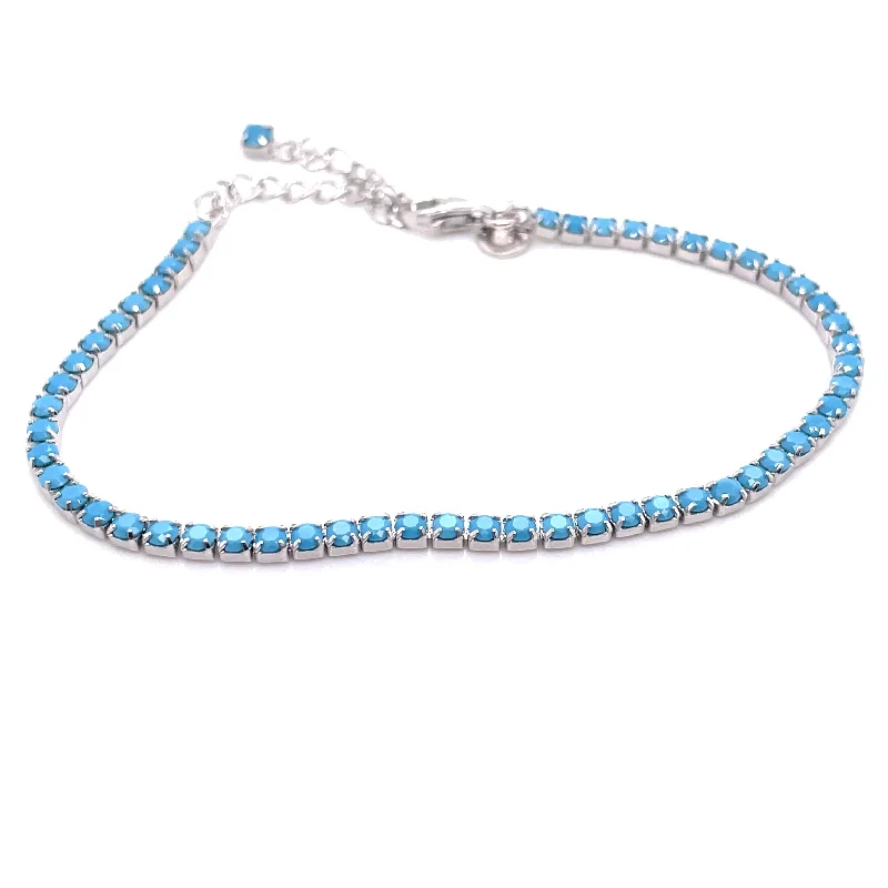 floral bangles for women-Sterling Silver Turquoise Bracelet