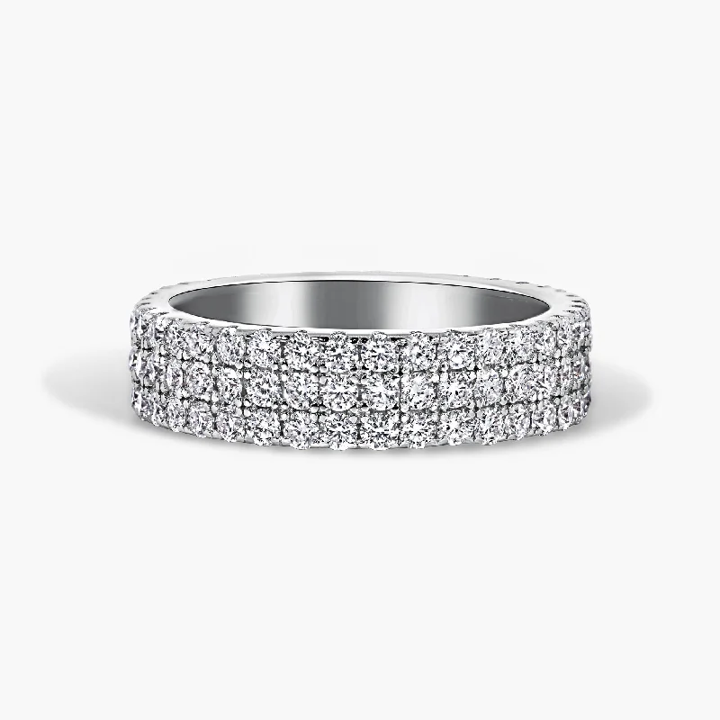 elegant engagement rings-White Gold Pave Diamond Sapphire Ring Band