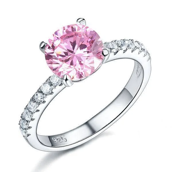 solitaire engagement rings-2 Carat Pink & Clear Created Diamond Bridal Engagement Ring