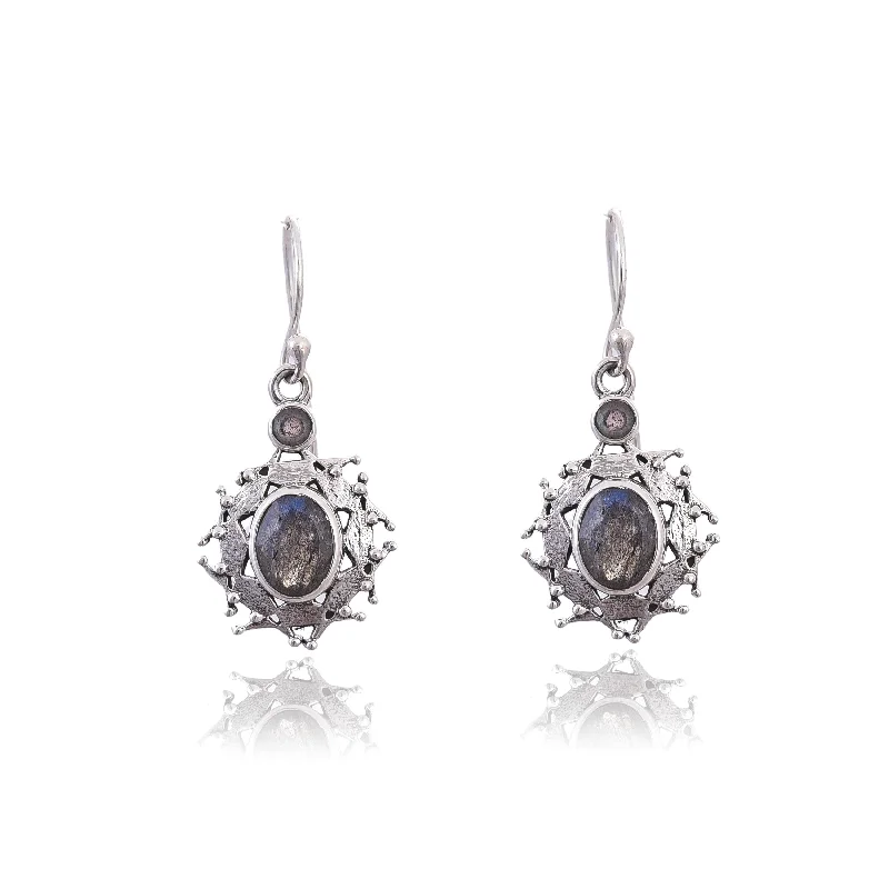 gold earrings for women-Silver Mountain Sterling Silver Labradorite Earring