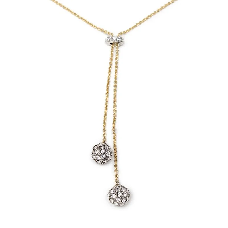 charm necklaces for women-Crystal Ball Slide Necklace Gold Plated