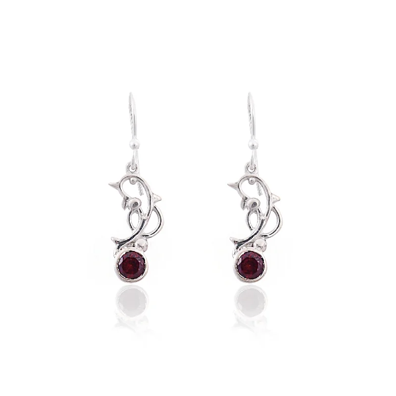 silver hoop earrings for women-Silver Mountain Garnet silver 925 earring