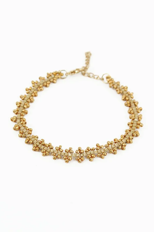 luxury bangle sets for women-My Doris Gold Beaded Flower Bracelet