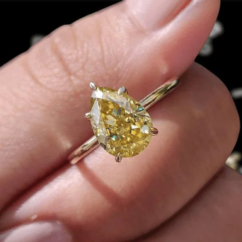 designer engagement rings-Yellow Gold Pear Cut Yellow Sapphire Engagement Ring