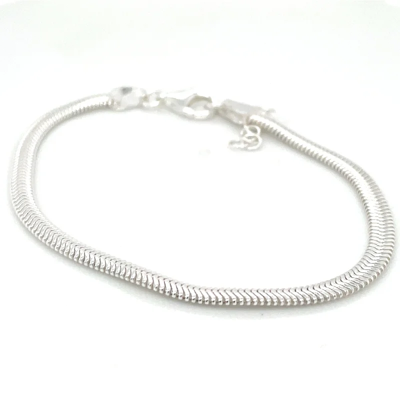 ethnic bangles for women-Sterling Silver Herringbone Bracelet