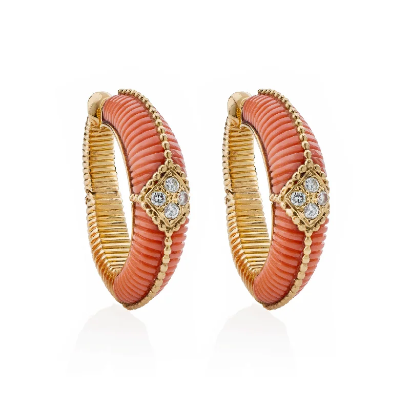 bridal earrings for women-Van Cleef & Arpels Coral Hoop Earrings