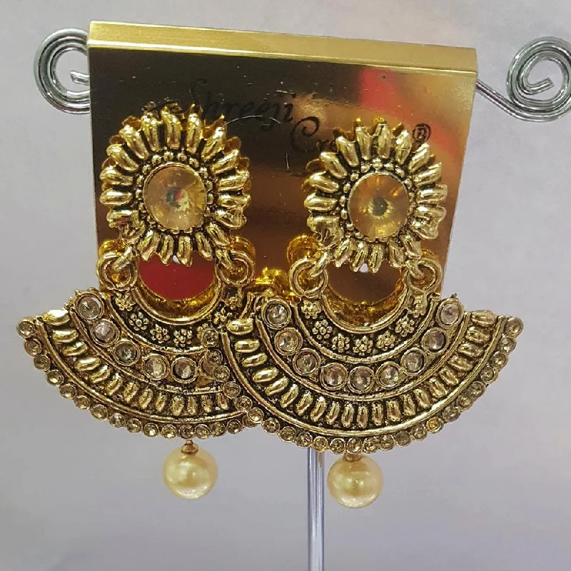 stud earrings for women-Shreeji Austrian Stone Gold Plated Dangler Earrings-ShreejiEar07