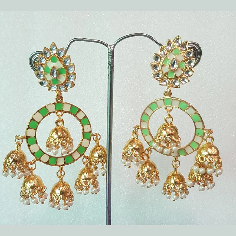 romantic earrings for women-Shreeji Gold Plated Jhumki Earrings