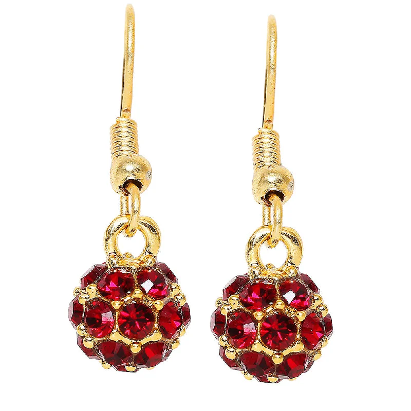 long earrings for women-Mahi Royal Sparklers Red Crystals Ball Earrings for Women (ER1109760GRed)