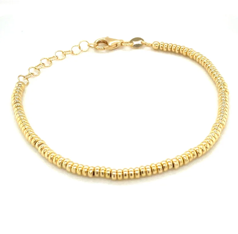 stacking bangle bracelets for women-Golden Small Beaded Bracelet