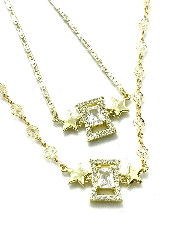 geometric necklaces for women-Starred Cube Necklace