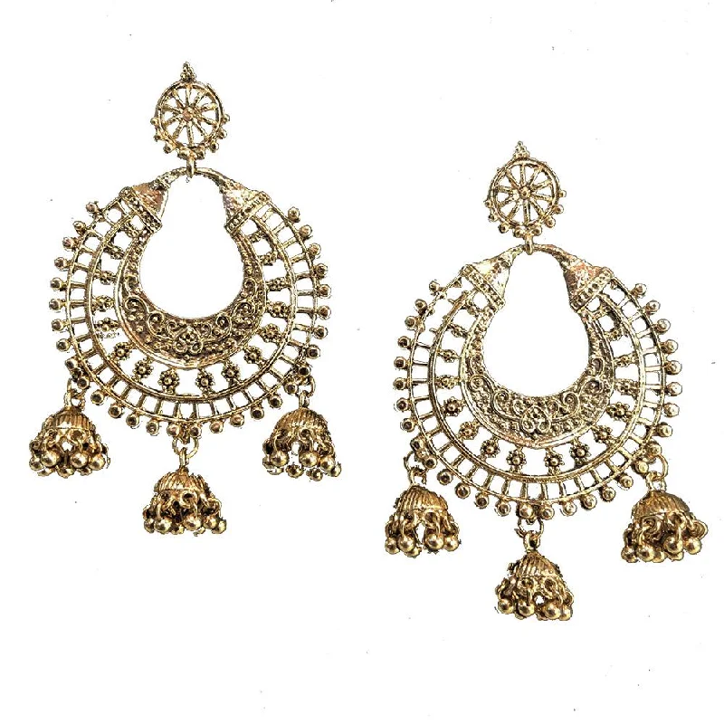 opal stud earrings for women-Shreeji Gold Plated Jhumki Earrings - SE_758